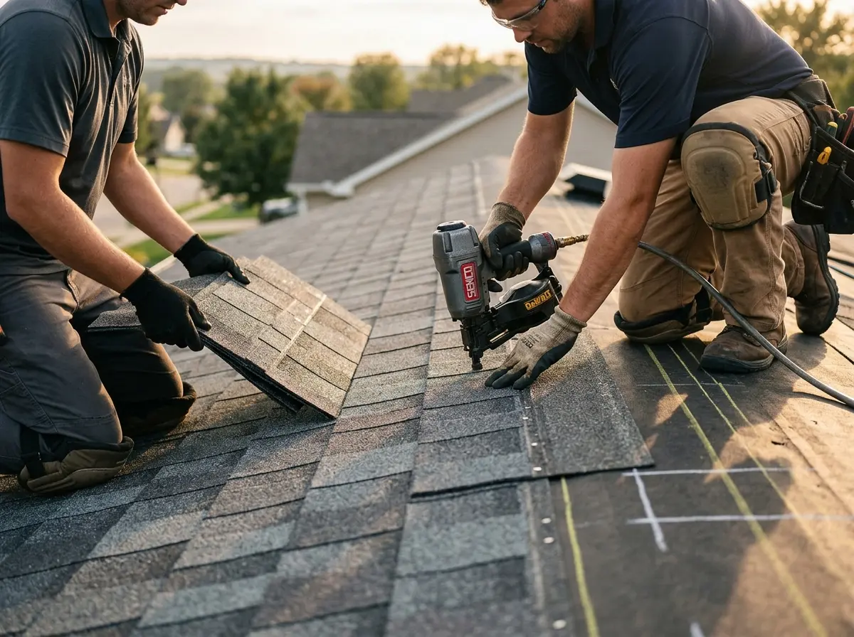 Professional roofer working on a residential roof in South Daytona